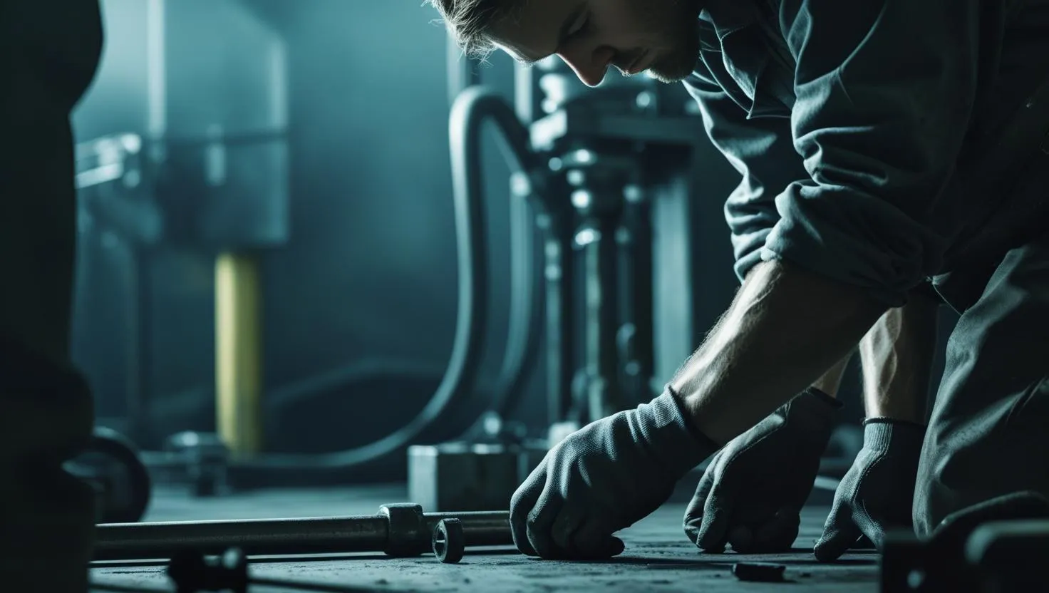 Mecánico industrial trabajando en la reparación de una máquina